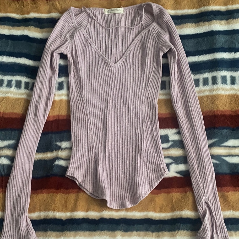 We The Free Ribbed Lilac Blouse